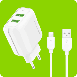 Carregador Turbo para IPHONE (Lightning) com 2 Entradas USB 5.1 - H'MASTON